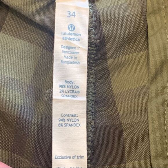 Lululemon Men's Kahuna Casual Golf Bermuda Walking Shorts Size 34 Green Plaid - Picture 5 of 8